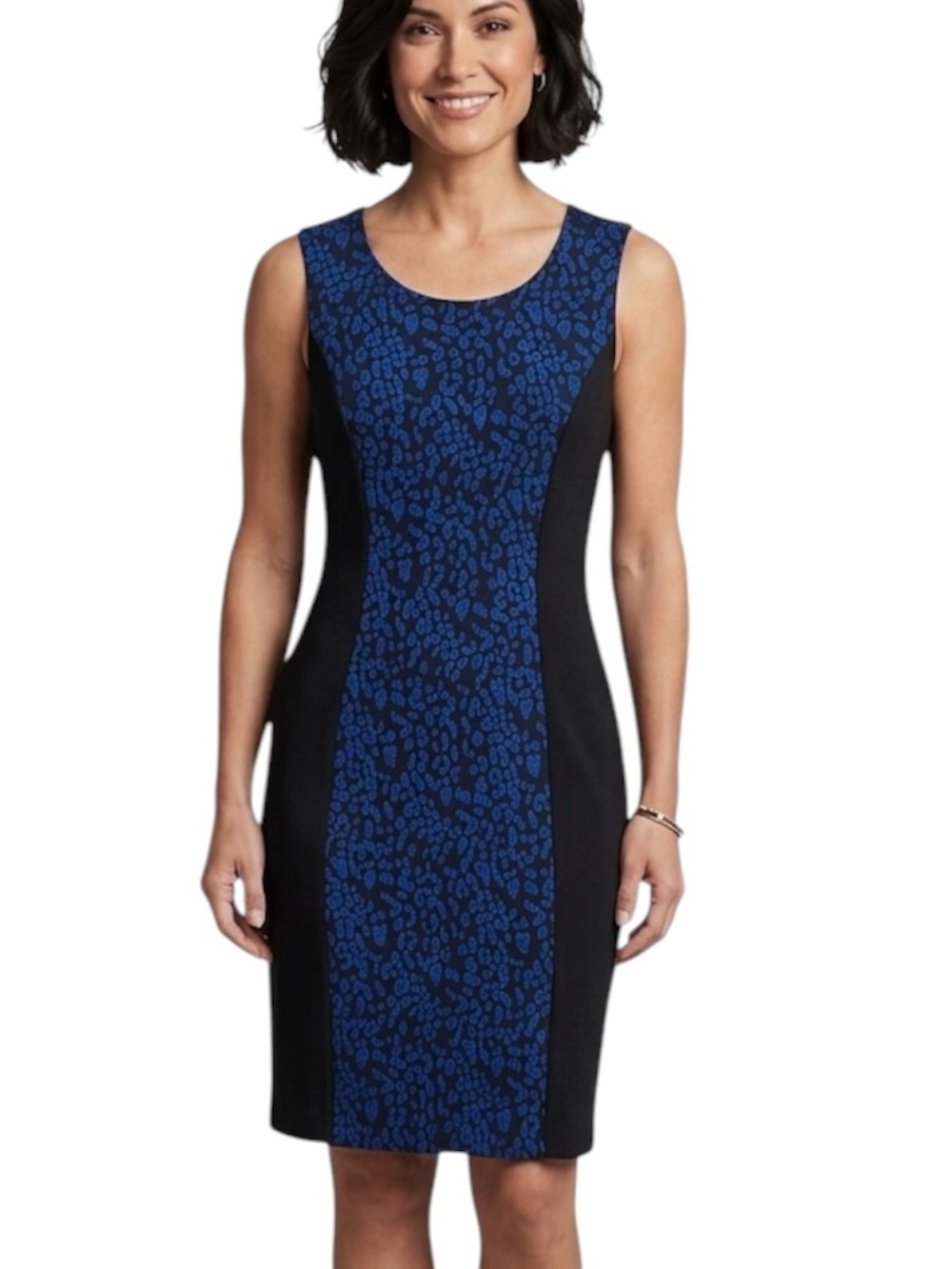 Anne Klein Black & Royal Blue Sleeveless Sheath Dress Size 4